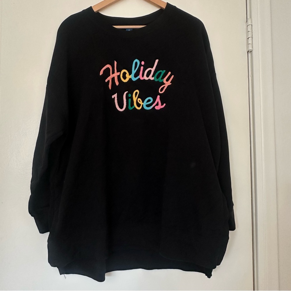 Old Navy Black Sweater with Colorful Holiday Vibes